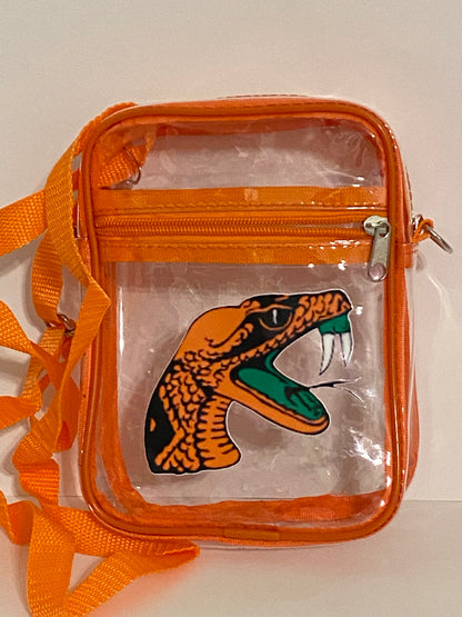 Orange outlined stadium bag