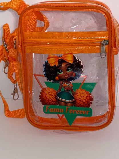 Orange outlined stadium bag